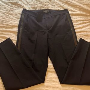 Vince Cigarette Trousers Women’s Size 10 Navy with Black Leather Stripe